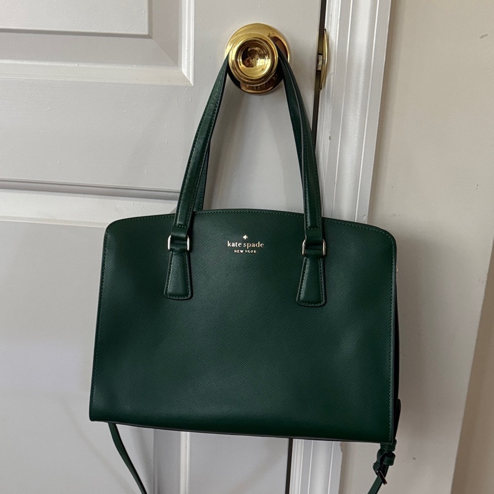 kate spade Dark Green Saffiano Leather Satchel with Gold Hardware